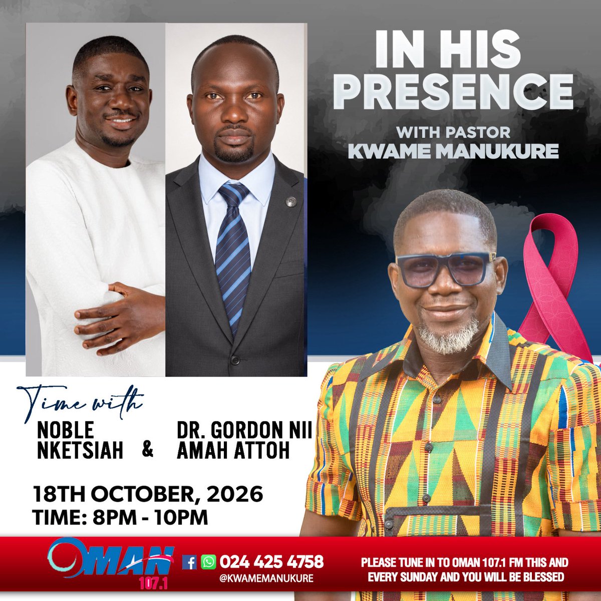 Noble_Nketsiah's tweet photo. Join the ‘NOBLE AT 25’ media tour on OMAN FM 107.1 with Pastor Kwame Manukure from 8-10pm for the latest updates about the 25th Anniversary celebration 🎉 

#Nobleat25 #TuvHaelohim #SilverJubilee https://t.co/t36iNEGija