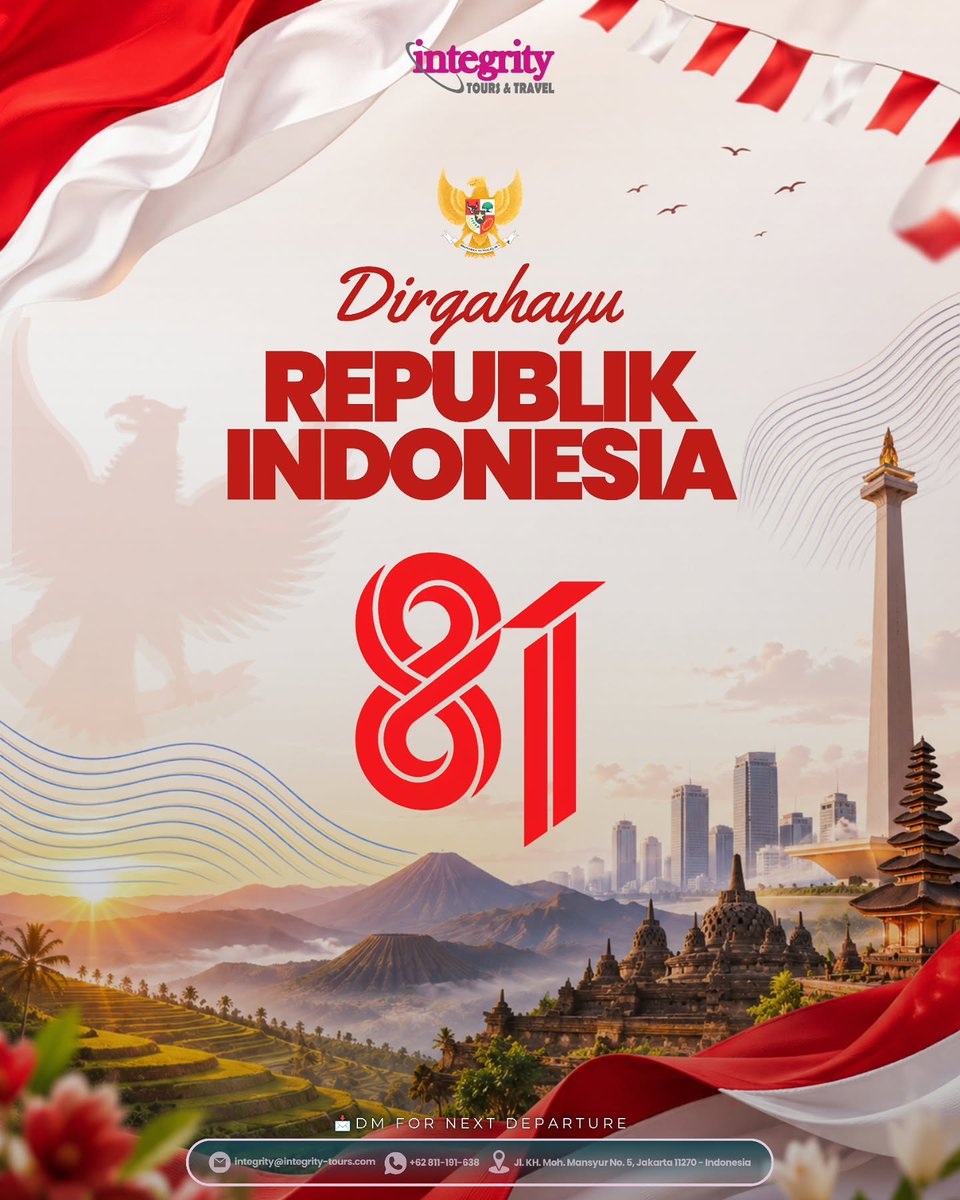 dimplesdg's tweet photo. Dirgahayu Republik Indonesia ke-81! Kemerdekaan adalah keberanian untuk bermimpi, menjelajah, dan menciptakan perjalanan versi kita sendiri. Dari Nusantara hingga dunia, setiap perjalanan menghadirkan pengalaman, koneksi, dan cerita tak terlupakan. https://t.co/CjhXa9PTMY