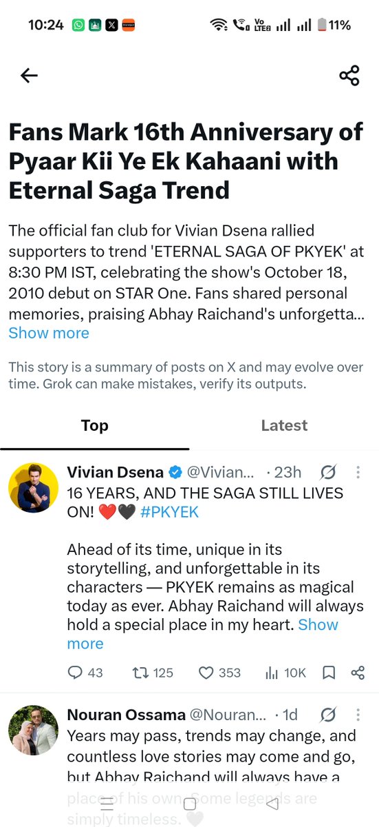 NouranAly01's tweet photo. A whole day later, and we’re STILL making headlines! ❤️‍🔥

The power of #VivianDsena and the unwavering love of his #VDians! ❤️

Eternal SAGA OF PKYEK  🖤♾️ https://t.co/RBeMAErzzK