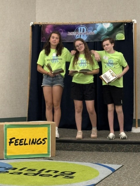 LibraryDecatur's tweet photo. "Yes, and..." just like that READiculous, JR is half-way through the sessions! Last Tuesday we did improv exercises, played games, and groups starting performing their books for the class! For more information about READiculous visit https://t.co/bnWI9az4UM https://t.co/22afg6nrK4
