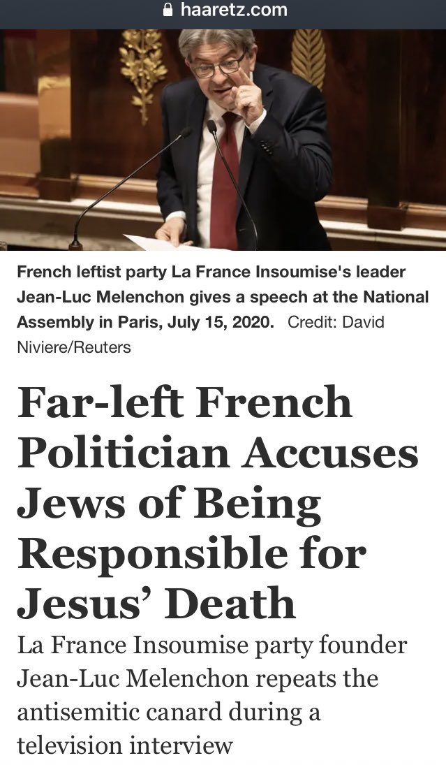 Claire_V0ltaire's tweet photo. Your timely reminder that Melenchon is a Holocaust revisionist, an antisemite, and a conspiracist. https://t.co/vJH4cma6pQ