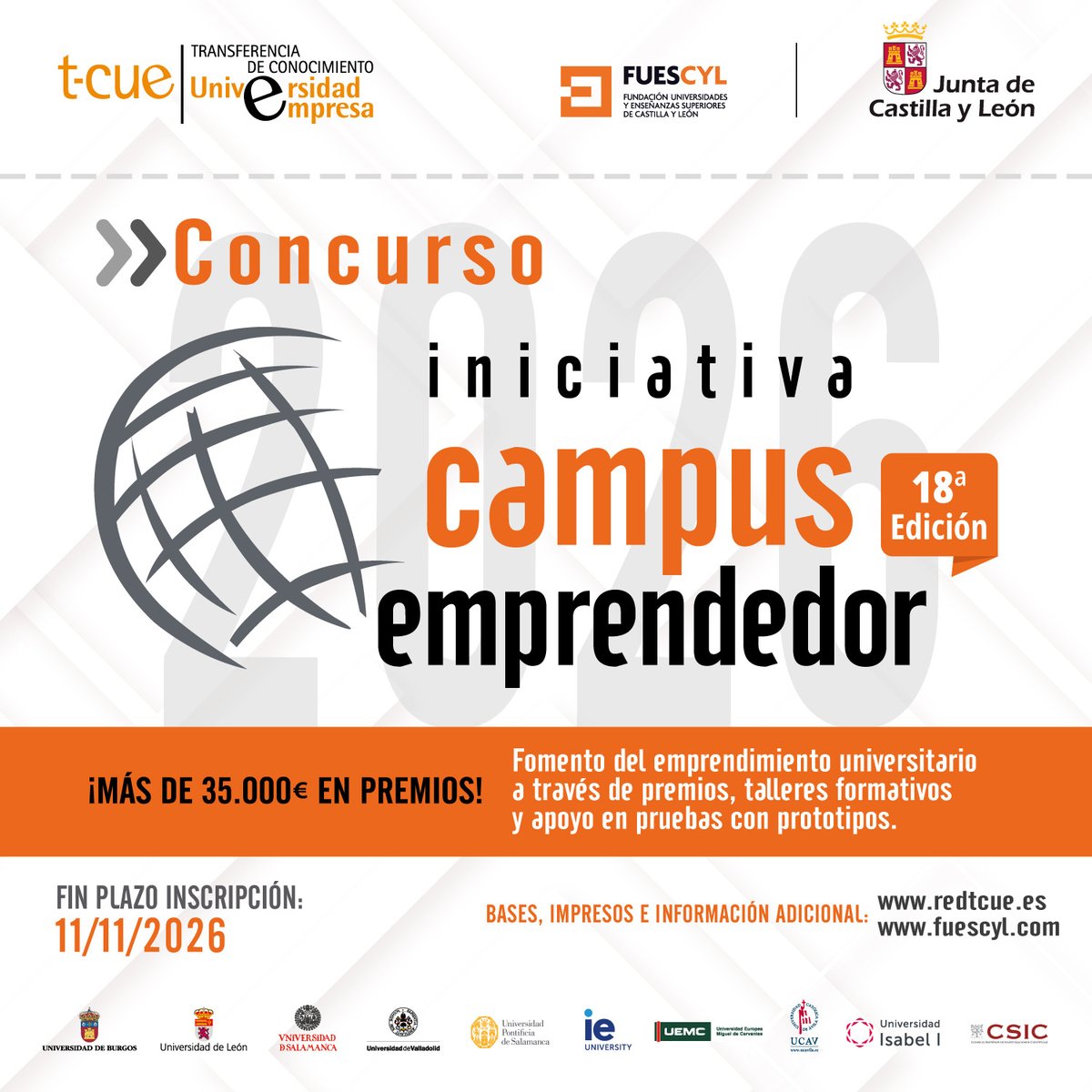 Fuescyl's tweet photo. 💡  ¡Nueva edición de Iniciativa Campus Emprendedor! Si tienes una idea innovadora o un proyecto empresarial, participa y opta a premios de hasta 10.000 €.
📅Inscripciones abiertas hasta el 11 de noviembre. #tcue #culturaemprendedora 

Más info:https://t.co/u6HWhbnWTC https://t.co/0bfII1xGQr