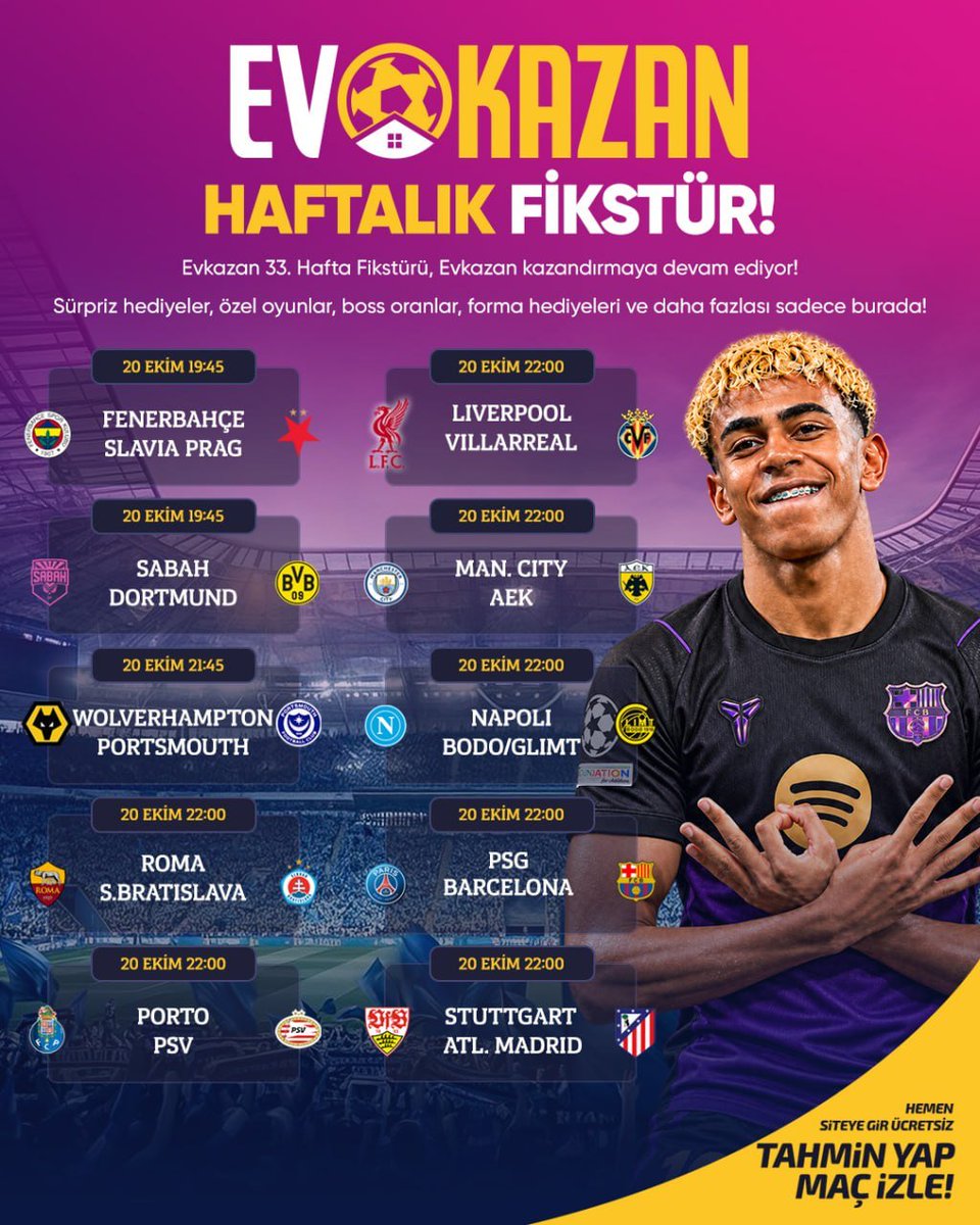KingJokerResmi's tweet photo. ⚽️ EV KAZAN'DA 33. HAFTA HEYECANI BAŞLIYOR! ⚽️

🎁 Sürpriz hediyeler, özel oyunlar, boss oranlar ve forma hediyeleri bu hafta da seni bekliyor!

-Güncel giriş profilde!
#Kingjoker Icardi #Çokgeç Arda Güler https://t.co/XAdNjQgpuI