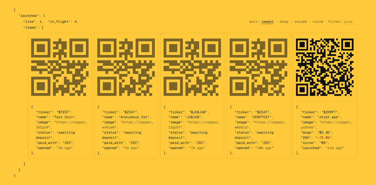 zkrptprivacy's tweet photo. try out the tech.

seems like some of you guys have already started launching tokens through zkrypt.

remember, as soon as your intent is filled through @NEARProtocol, your coin goes live on pumpfun.

no SOL needed, just native ZEC.

https://t.co/H65fUL7hKG https://t.co/aNuerYspV3