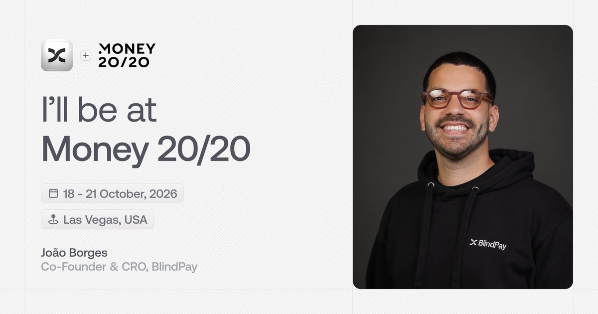 joaocsb's tweet photo. Heading to my first Money20/20!

Excited to meet people building the future of finance and exploring everything money can become.

If you’re in Vegas, let’s connect! https://t.co/fxJiJH5tqD