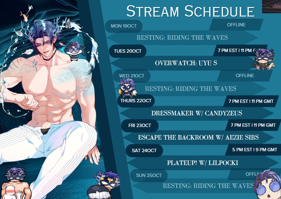 AtlanAbyss's tweet photo. 19-25OCT STREAM SCHEDULEE!!! https://t.co/KaL9Bh4AIO
