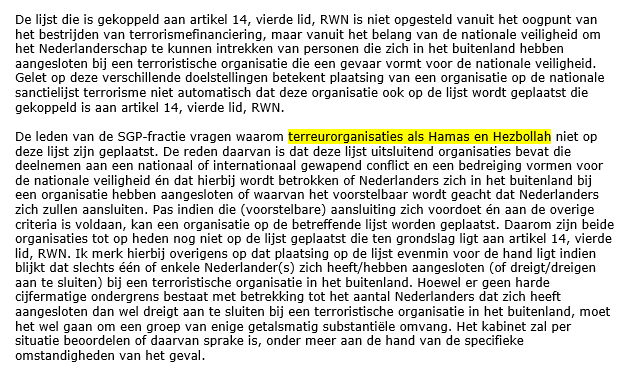 iwandienjes's tweet photo. Dit kabinet maakt zich werkelijk per dag meer belachelijk. 

Let op: Het kabinet wil de bevoegdheid om het Nederlanderschap van terroristen af te pakken permanent maken.  

Want: nationale veiligheid. 

Maar nu komt het: 

Hamas en Hezbollah vallen niet onder de lijst waarvoor deze bevoegdheid geldt.

Want:  Den Haag kijkt niet alleen of een organisatie terroristisch is, maar óók of Nederlanders zich erbij aansluiten én of zij deelneemt aan een gewapend conflict volgens de criteria van deze regeling.

Goed dat @SGPnieuws hier vragen over stelde.

Dus we maken een antiterrorismemaatregel permanent en bouwen vervolgens Haagse voorwaarden in dat Hamas en Hezbollah erbuiten kunnen vallen.

Bizar. 

https://t.co/x2XDTs1jfF

#Terrorisme #Hamas #Hezbollah #Nederlanderschap #TweedeKamer