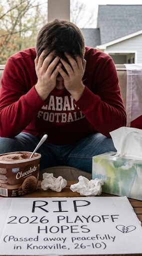 crackthepacks's tweet photo. Please respect my privacy as I mourn the tragic, untimely passing of Alabama's 2026 playoff hopes in Knoxville yesterday. 🕯️💔

If you need me, I’ll be eating my feelings and pretending 26-10 was just a bad dream.

#rolltears #bama #Alabamafootball #Rolltide https://t.co/6sAIGC5aNx