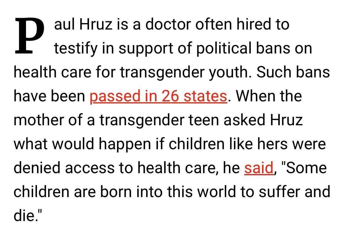 LilacNRoses's tweet photo. Stuff like this is maybe one of the single most obvious examples that the wellbeing of a trans person is worth multiple orders of magnitude less than a cis person. 

None of them would care in the slightest if a cis child with an endocrine disorder consented to hormone therapy. https://t.co/7Biik9vnb7