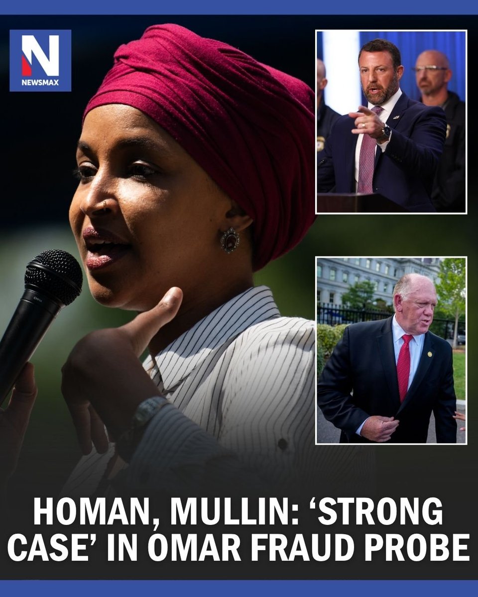 SD73660's tweet photo. Omar's fraud investigation is underway.

White House border czar Tom Homan stated that federal investigators have a "strong case" against Rep. Ilhan Omar, and she could face losing her U.S. citizenship if the evidence warrants it. https://t.co/WI5kH2WrUd