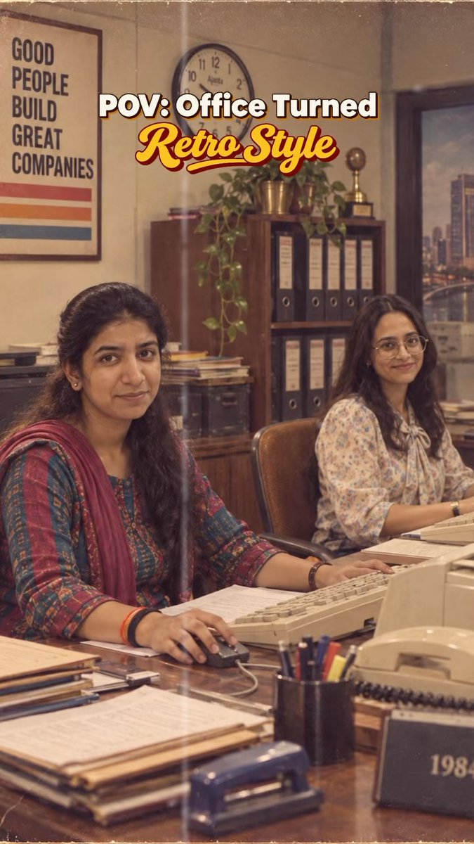 ChiqoLatte's tweet photo. When the whole office went back to the 80s. Retro vibes, big energy, and a little workplace nostalgia. https://t.co/D7YCoy0kHO