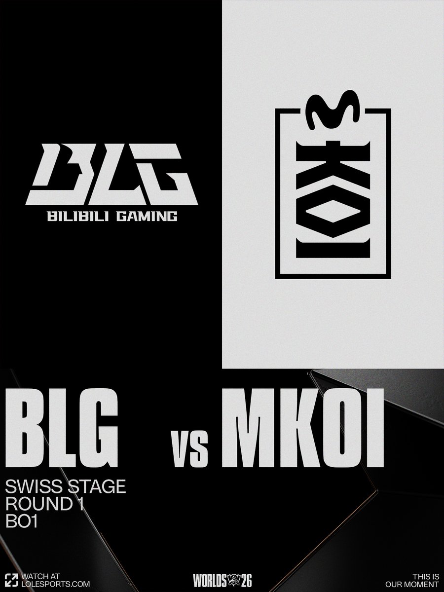 lolesports's tweet photo. #WORLDS2026 SWISS STAGE ROUND 1 MATCHUP:

@BilibiliGaming versus @MovistarKOILoL! https://t.co/NprFiV1sZh