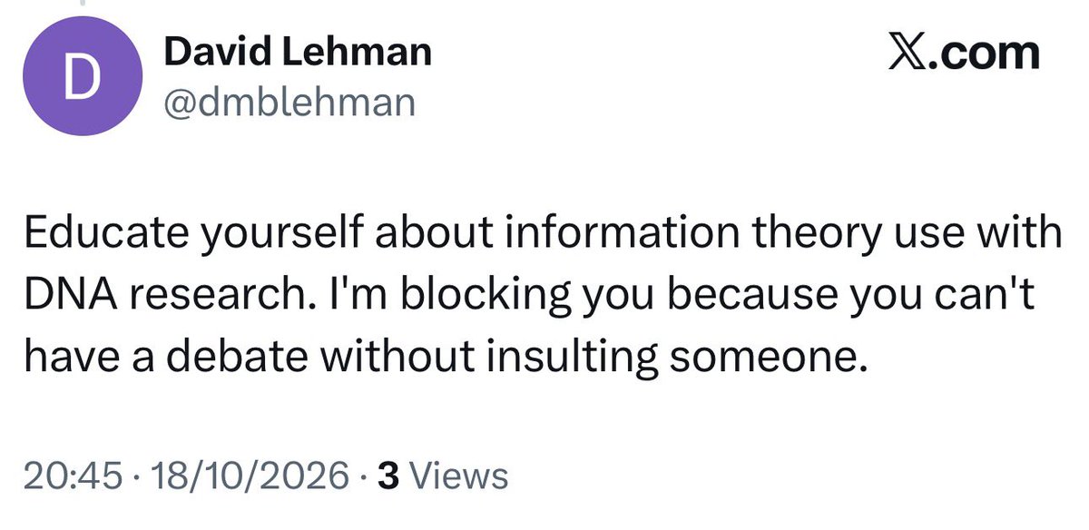 carlsmythe's tweet photo. I do love it when creationists think they are having a debate, and then try to tell biologists how to think. https://t.co/IewWxSJGd5