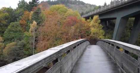 tourscotland's tweet photo. This evening, I am reporting on a Tour #Scotland #Autumn travel video Blog of #Clunie walkers #Footbridge over #Loch #Faskally on #ancestry, #history visit and small group trip to #Pitlochry, #Highland #Perthshire. Unusual in being built of aluminium alloy https://t.co/FrM7XsVST0 https://t.co/II3INXshtl