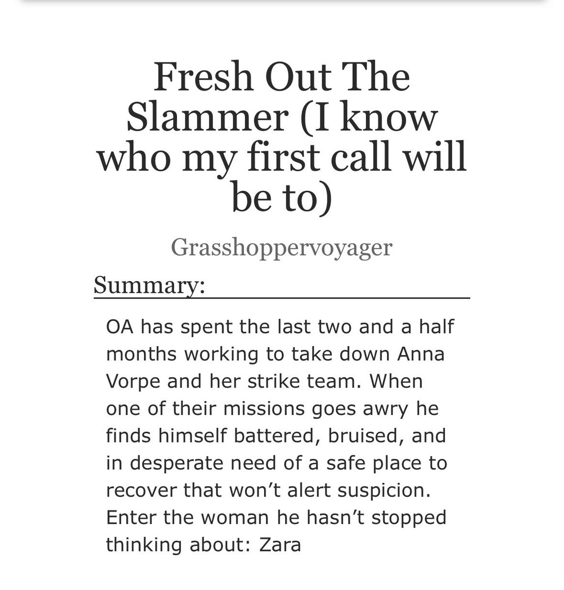 oa_zidan's tweet photo. #OMARA: Fresh Out The Slammer (I know who my first call will be to)
chapter 1/2, 2500 words
a little fic detailing my take on how and when OA and Zara may reunite, and what that looks like
#FBICBS
https://t.co/EDQ17hGfrT https://t.co/xG3GWkRKGi