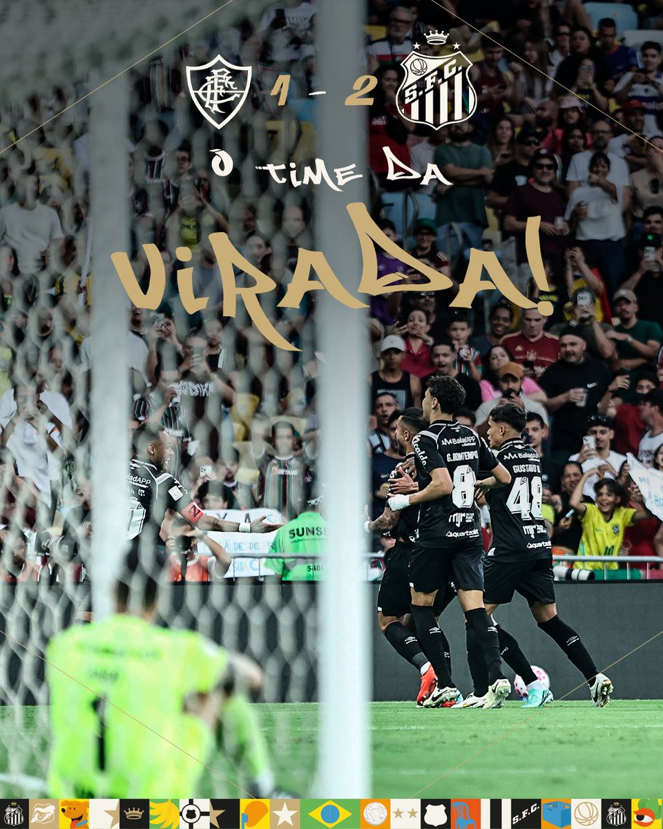 SantosFC's tweet photo. FINAL DE JOGO E VIRADA DO PEIXÃO! ⚪⚫

Com gols de Gabigol e Coutinho, Santos vence o Fluminense no Maracanã de virada, por 2 a 1, e conquista mais 3 pontos importantíssimos no #Brasileirão. AQUI É SANTOS! https://t.co/2zBDxdAn0c