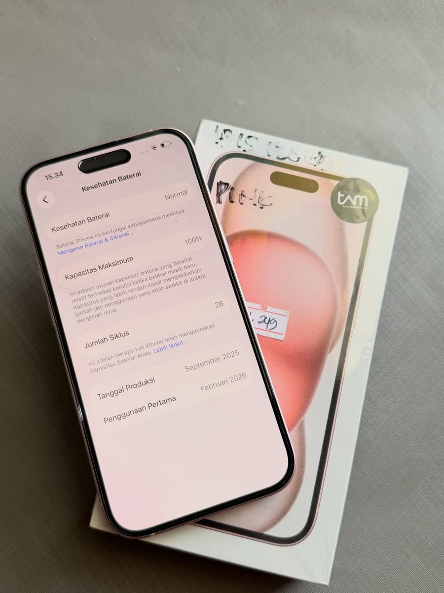 Syabin4xrcs's tweet photo. WTS iPhone 15 128GB Pink Ex iBox

✧˚ BH 100%
True Tone &amp; Face ID ON
Fullset &amp; minus pemakaian ( new like )
Fungsi 100%  ( Tidak pernah servis )
Garansi personal ✅
COD KALAU SEDOMISILI
💸  6.000.000

જ⁀➴ ♡ Minat? DM / Whatsapp 
https://t.co/sUdSoZsCeX https://t.co/ejl1AtGswL