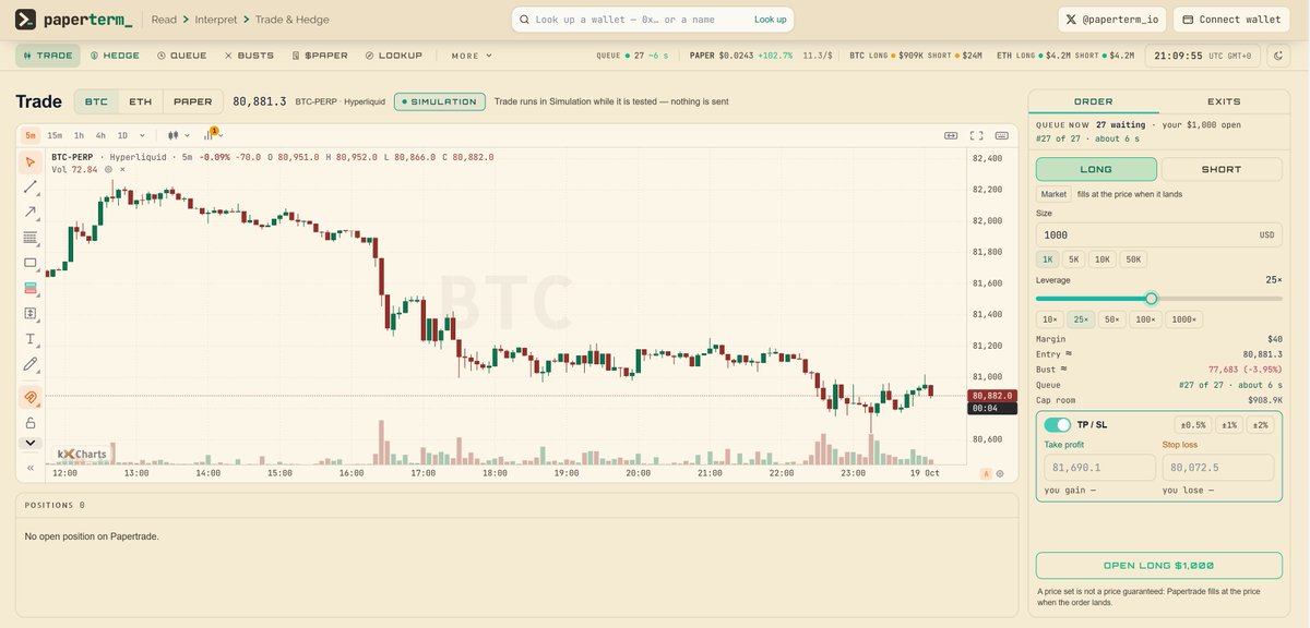 paperterm_io's tweet photo. Are you ready to trade on @papertrade_xyz with custom exits? 
We introduce @paperterm_io 
The professional papertrade terminal and analytics to trade or hedge. 
Stay tuned!
$paper #papertrade https://t.co/O69knut3r0