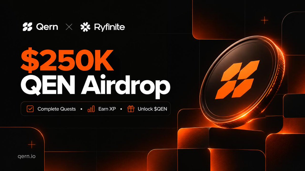 QernApp's tweet photo. 🔥 $250K $QEN Airdrop Giveaway LIVE! | PRE-TGE CAMPAIGN

Earn your share of $QEN rewards before TGE!

Complete quests, earn XP, and unlock your share of $QEN rewards

1️⃣ Follow @QernApp & @ryfinite 
2️⃣ Like, Repost & Tag 3 friends 
3️⃣ Join the airdrop here 👉 https://t.co/LMnPKlNfQV

⏰ Limited Time. Limited Spots. Don't Miss Out!

#Airdrop #Giveaways #DeFi #Web3 #TGE