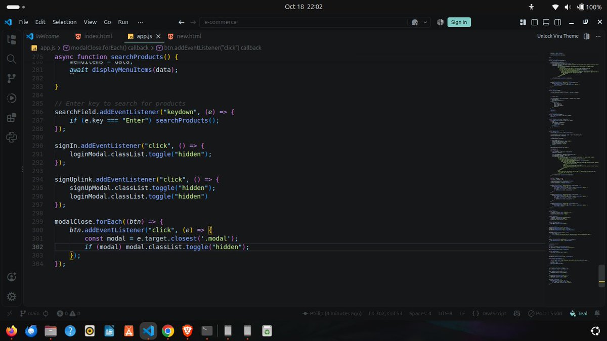 phil_builds's tweet photo. Day 102 of @blockfuselabs 200 Days of Code. Today I continued building the e-commerce platform I started. I added 2 modals, one for login, one for signup. I also added the event listeners for all. 98 days to go.🔨#buildinpublic #tailwind #webdevelopment #200daysofcode #day102 https://t.co/TCSL5qblKg