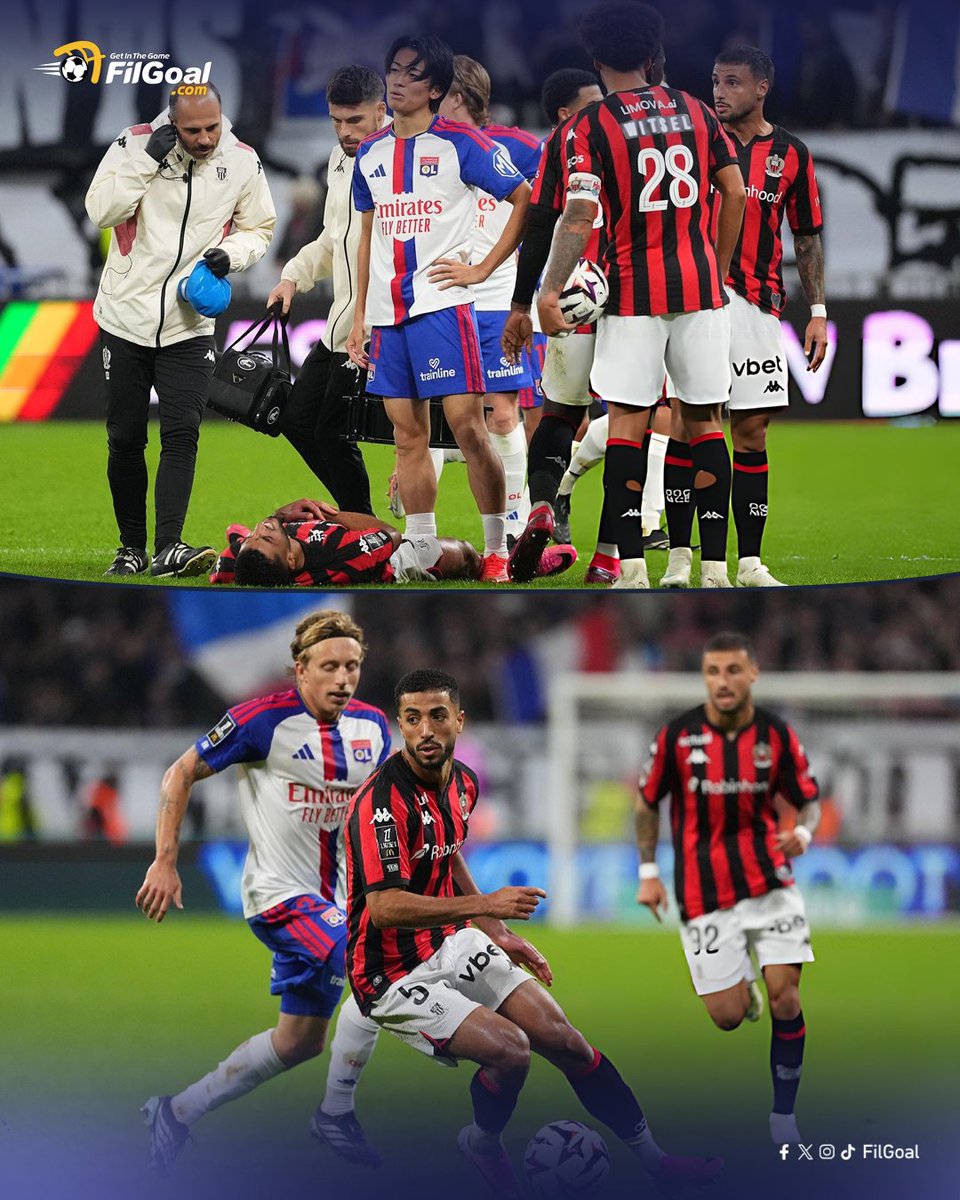 محمد عبد المنعم يغادر مباراة نيس وليون متأثرا بإصابته في الدقيقة 81 والتي خسرها نيس 2-1 في الدوري الفرنسي 🚑🚨 عبد المنعم تعرض للإصابة بسبب تدخل قوي من اللاعب كيتو ناكامورا في الدقيقة 70 تلقى بسببه البطاقة الحمراء🟥