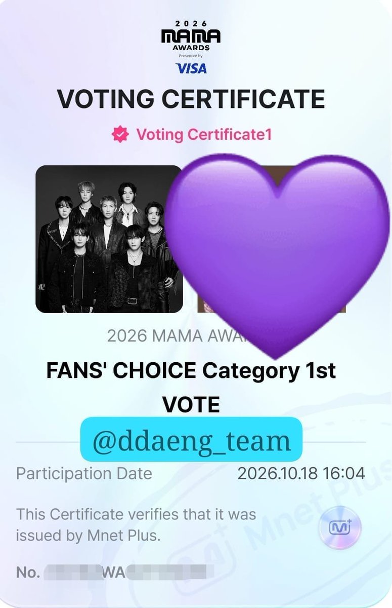ddaeng_team's tweet photo. ARMY REUNAMOS VOTOS AQUÍ PARA LOS TANNIES 👇 💜

Solo es 1 voto, el RT cuenta como uno. 

🗳️ I vote #BTS for Fan’s Choice Male at #2026MAMAVOTE https://t.co/722UTjy0Fo