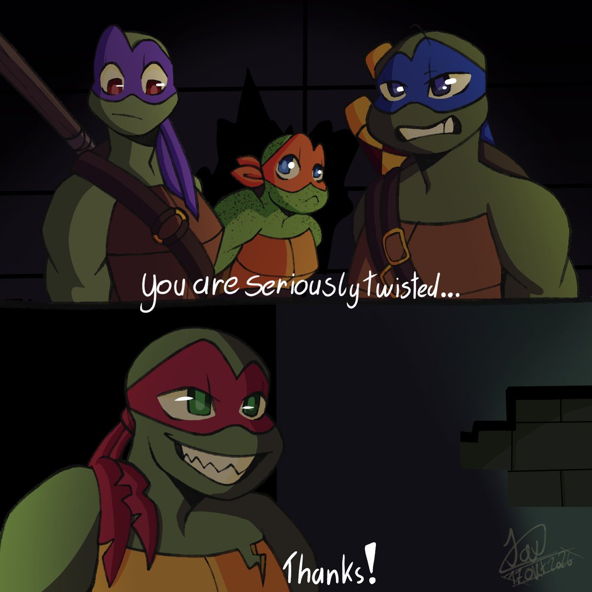 FutureLeoEnjoye's tweet photo. Hehehehe screenshot redraw :3

#tmnt2012 https://t.co/2fdlcZqTB8