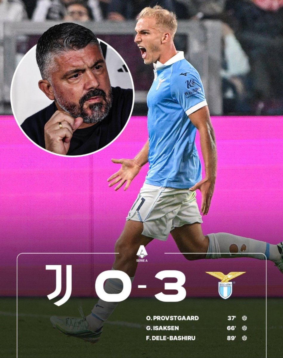RichBillio79600's tweet photo. 🚨🇮🇹 LAZIO JOIN INTER AT THE TOP! 🦅

Gattuso’s side remain unbeaten after a huge 3–0 win over Juventus in Turin. 🔥

Lazio now have 19 points, level with Inter at the Serie A summit. 👀🏆

Can they really challenge for the Scudetto? https://t.co/7MKqv2q2P6