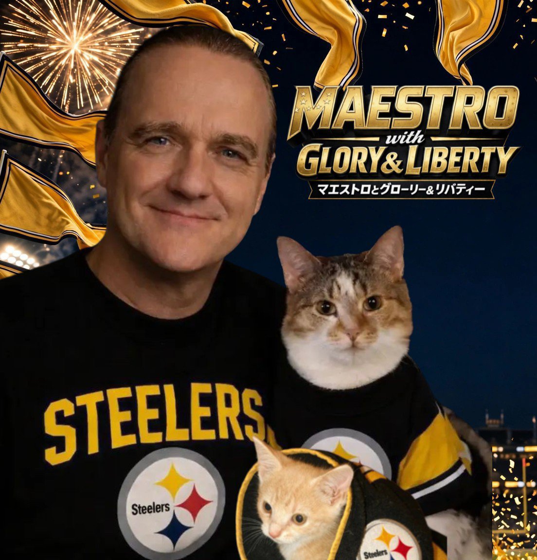 thestro's tweet photo. Congratulations to the Pittsburgh Steelers for their hard fought victory today!  😺💛🖤🏈 #SteelersNation #Steelers #football  #cat #TeamStro https://t.co/Eth9DLy3fi