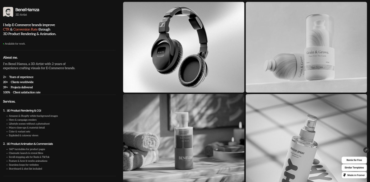 benelhamza's tweet photo. My portfolio is live.

Product renders for e-commerce brands, all built in Blender, all in one place.

If you're launching a product, this is what your visuals could look like.

Link in the first reply. https://t.co/hqS0uSIQov