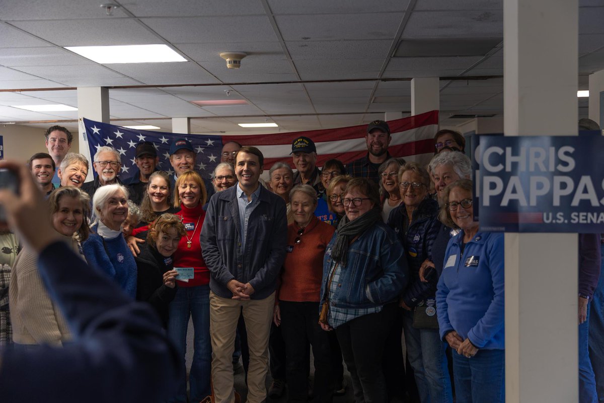 ChrisPappasNH's tweet photo. Plymouth knows New Hampshire isn’t for sale. 

Thanks to Senator @PrentissSuzanne for joining us, and to all the folks who headed out to knock doors here and across our state today. https://t.co/SXqOp6caaw