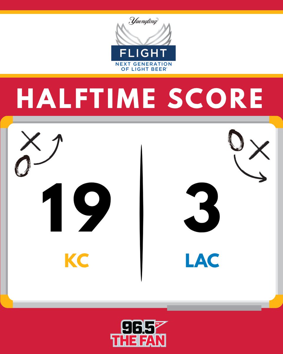 TheFan965's tweet photo. #Chiefs lead the #Chargers at half. https://t.co/XZ0ot7LbE0