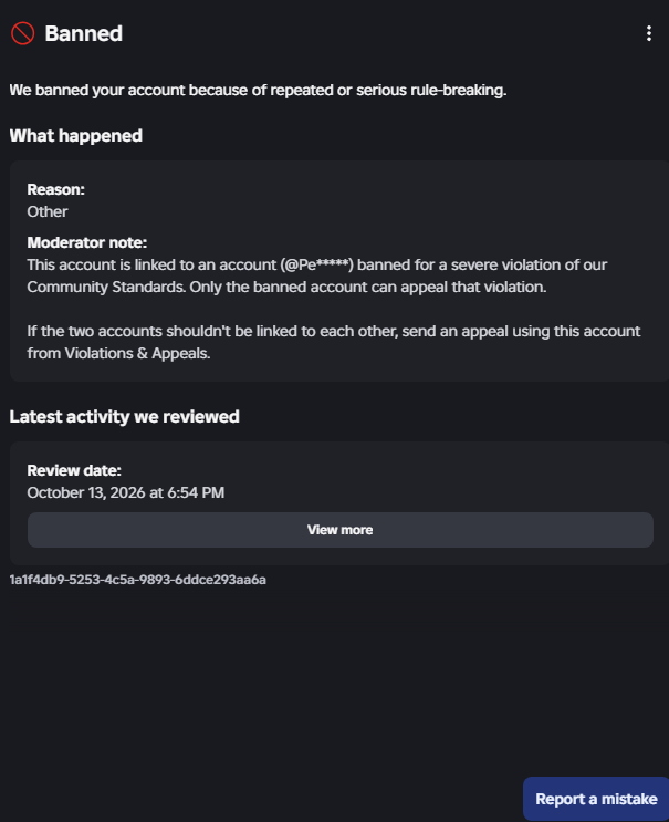 vcovror16650's tweet photo. user: bv810 ban id: 1a1f4db9-5253-4c5a-9893-6ddce293aa6a 
day 5 of my roblox enforcement ban it's crazy to think that being on a public wifi can cause you to lose money, time and more for creators and such

 i hope we all get unbanned

@Roblox #EnforcementBan #ROBLOX #RobloxBan https://t.co/U7SLA4K1ok