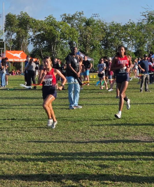 ManvelHS's tweet photo. A big Hoka Hey Shoutout to all the students who competed in the District Cross Country Meet during Fall Break.  Congrats to Jannie &amp; Jessica Cardenas who finished 1st &amp; 2nd place  and Isaac Rodas who finished 3rd place. All 3 seniors will move on to represent MHS at Regionals. https://t.co/o84Y9TQKim