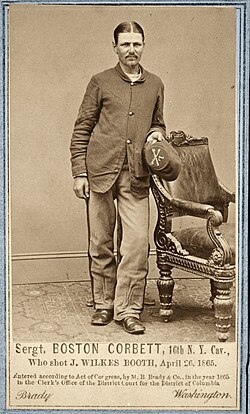 mrbeankc's tweet photo. @PrezWisdom Boston Corbett. The man who shot John Wilkes Booth posing at the Brady studio next to the chair. Everybody who was anybody had their portrait done in Washington at Brady's studio so I image this chair saw more history than we can imagine. https://t.co/1dYKpFDCYf