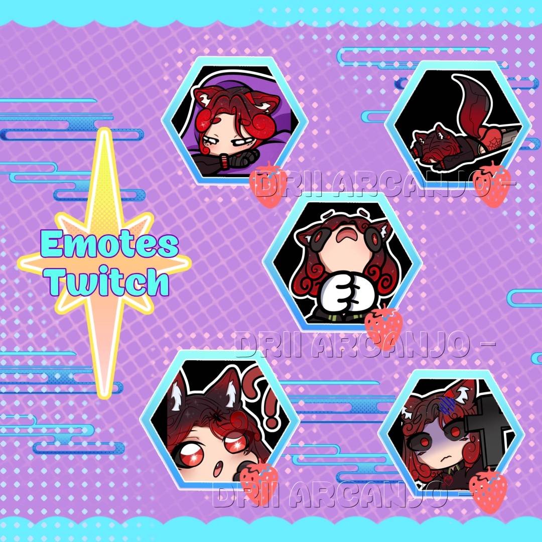 fwidowVT's tweet photo. Roii!! E vamos de recebidos, agora com emotes?! 🍓✨

Olhem que coisinhas mais lindas!! 😭💗 Tô ansiosaaaa pra estrear todos eles nas lives!

A estreia já tem mês marcado: novembro!! 👀 Opa… já contei o mês, mas e a data? 

🎨 Créditos: @DriiiArcanjo https://t.co/EzAEC3PQON