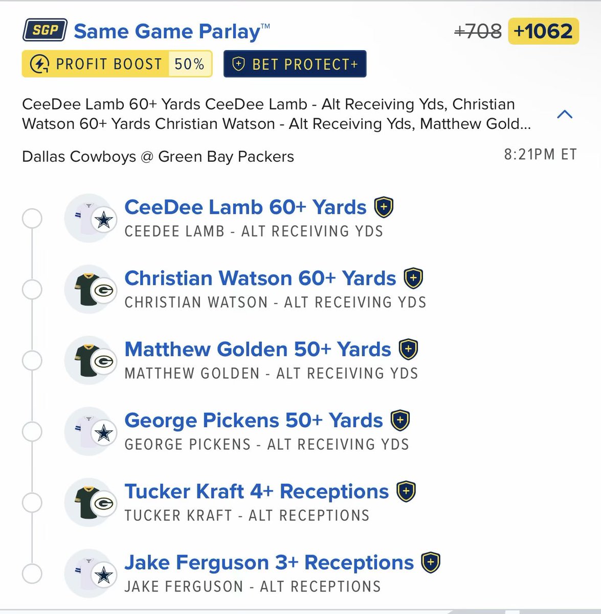 Pickwith456's tweet photo. Sunday Night Football 

(+1062) 

Leave a like if you’re tailing. https://t.co/9QCvSRZFRU