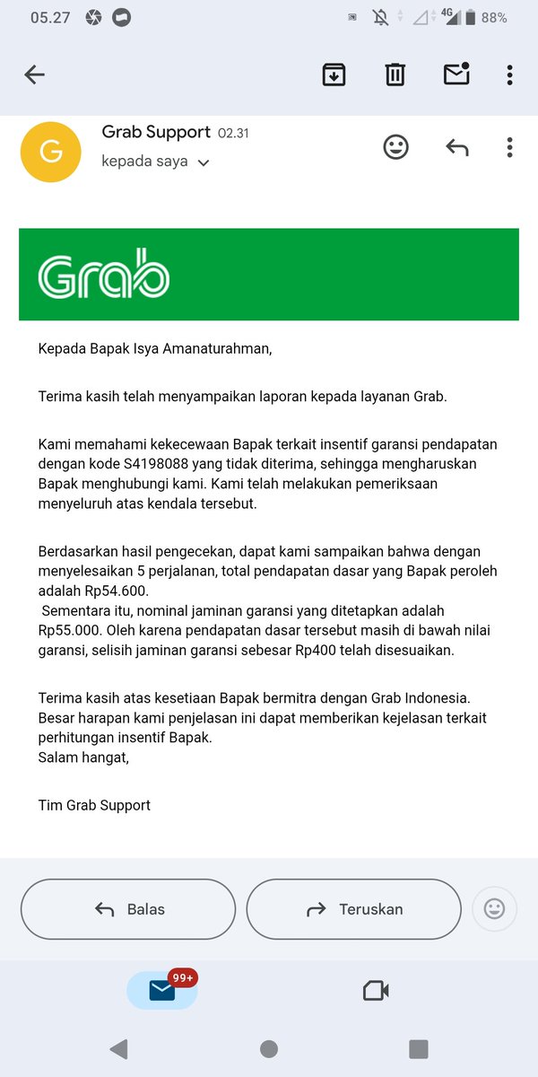 isyaaman's tweet photo. @GrabID Tiap bikin laporan dijawab seenak jidat ngeremehin banget sama mitra kayanya. Padahal uda dijelasin uda di kasih pembanding, jawaban kek gitu terus https://t.co/z4TbHBETLW