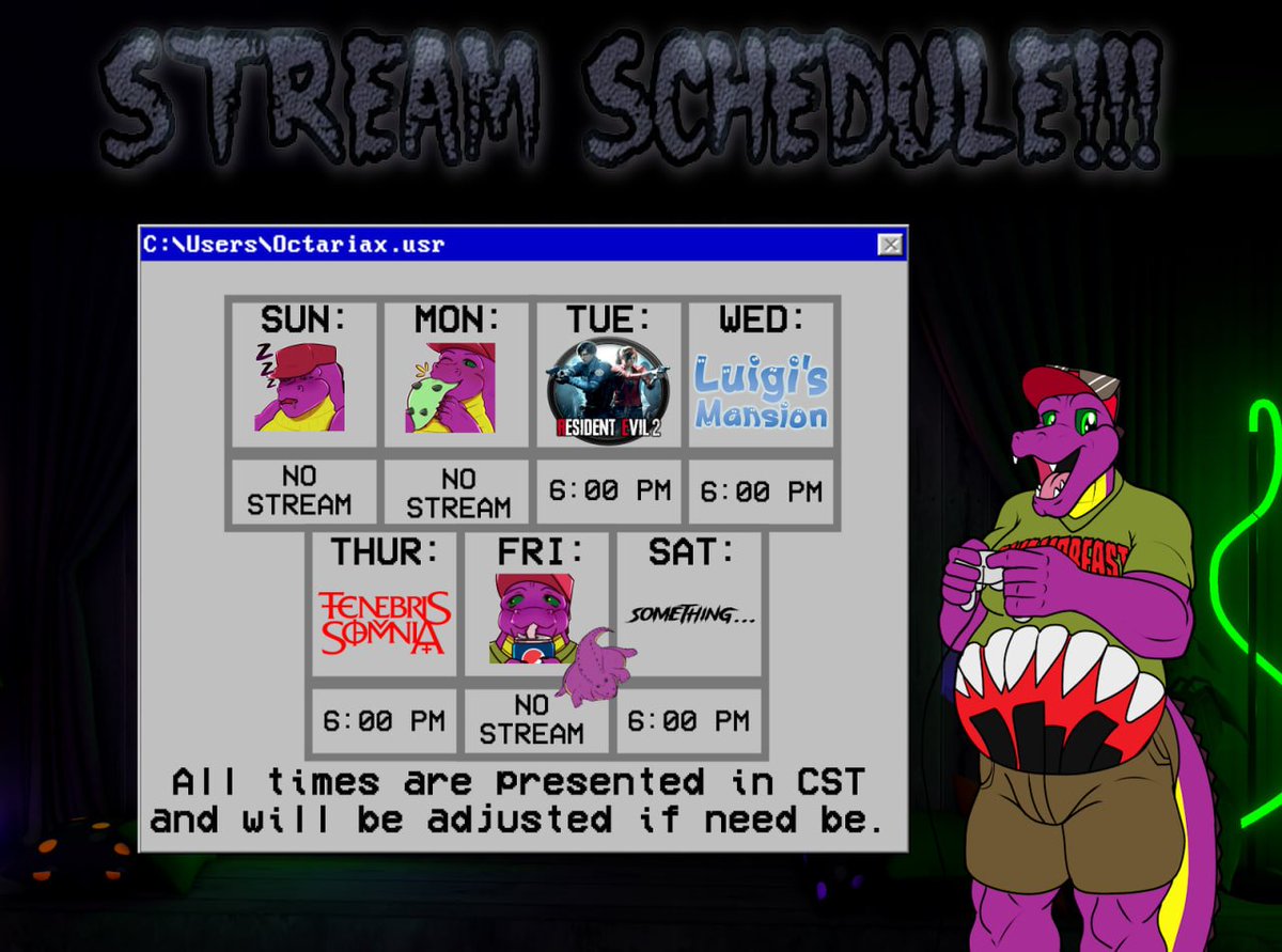 Octariax1's tweet photo. Who's ready for yet another spooky stream schedule? https://t.co/VNzcEVVKq1