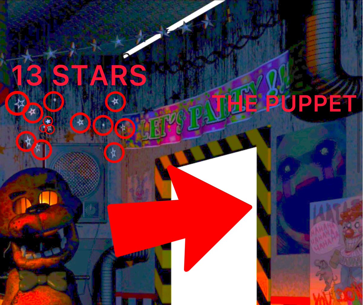 fnafhypothesis's tweet photo. The Puppet is the 13th character in the UCN roster‼️

There are 13 stars next to the Puppet in the UCN office‼️

The Puppet shows up on page 13 of the Survival Logbook‼️

13 Puppetlings find and murder Rob in the FNaF 2 Movie‼️

SPREAD THE WORD
#fnafthesis https://t.co/f5JkcX1kQ9