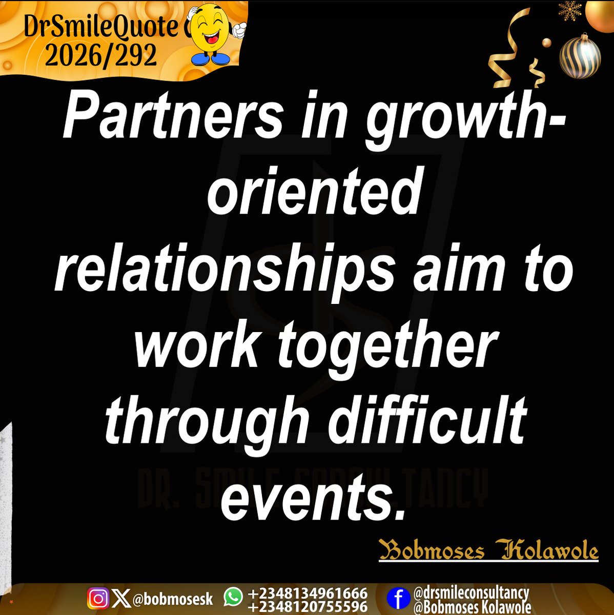 bobmosesk's tweet photo. #DrSmileQuote 
#2026/292
#relationship 
#growth 
#bedisciplined
#workonit 
@bobmosesk https://t.co/YKiZTfk21X