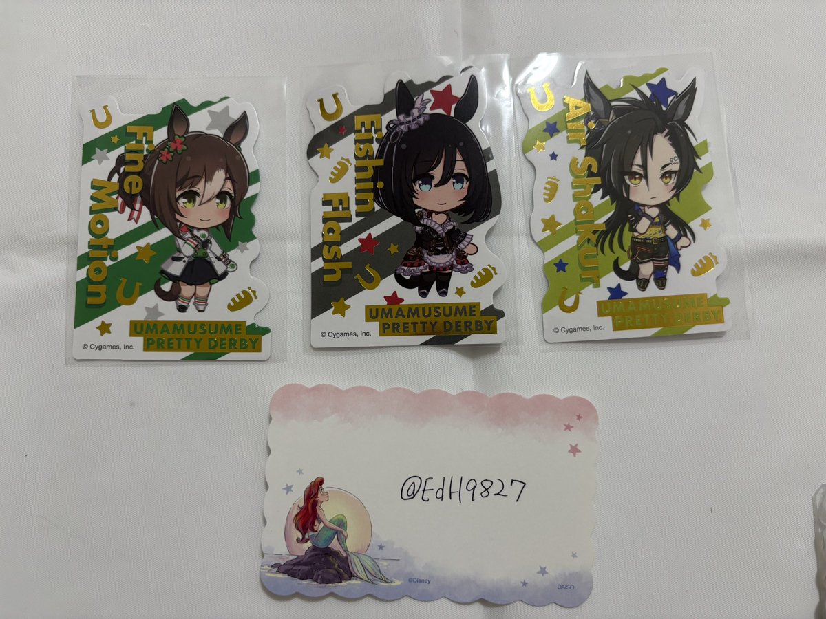 EdH9827's tweet photo. 【交換 譲渡 買取】 ウマ娘 100円ショップ ダイソー セリア

譲 : 写真1〜3枚目
求 : 定価＋送料 or 同異種ドリームジャーニー・オルフェーヴル

PayPay・サイト通し対応〇
基本郵送対応です📮
サイト出品しているためお早めにお声掛けください。 https://t.co/Zdp6rPB60t