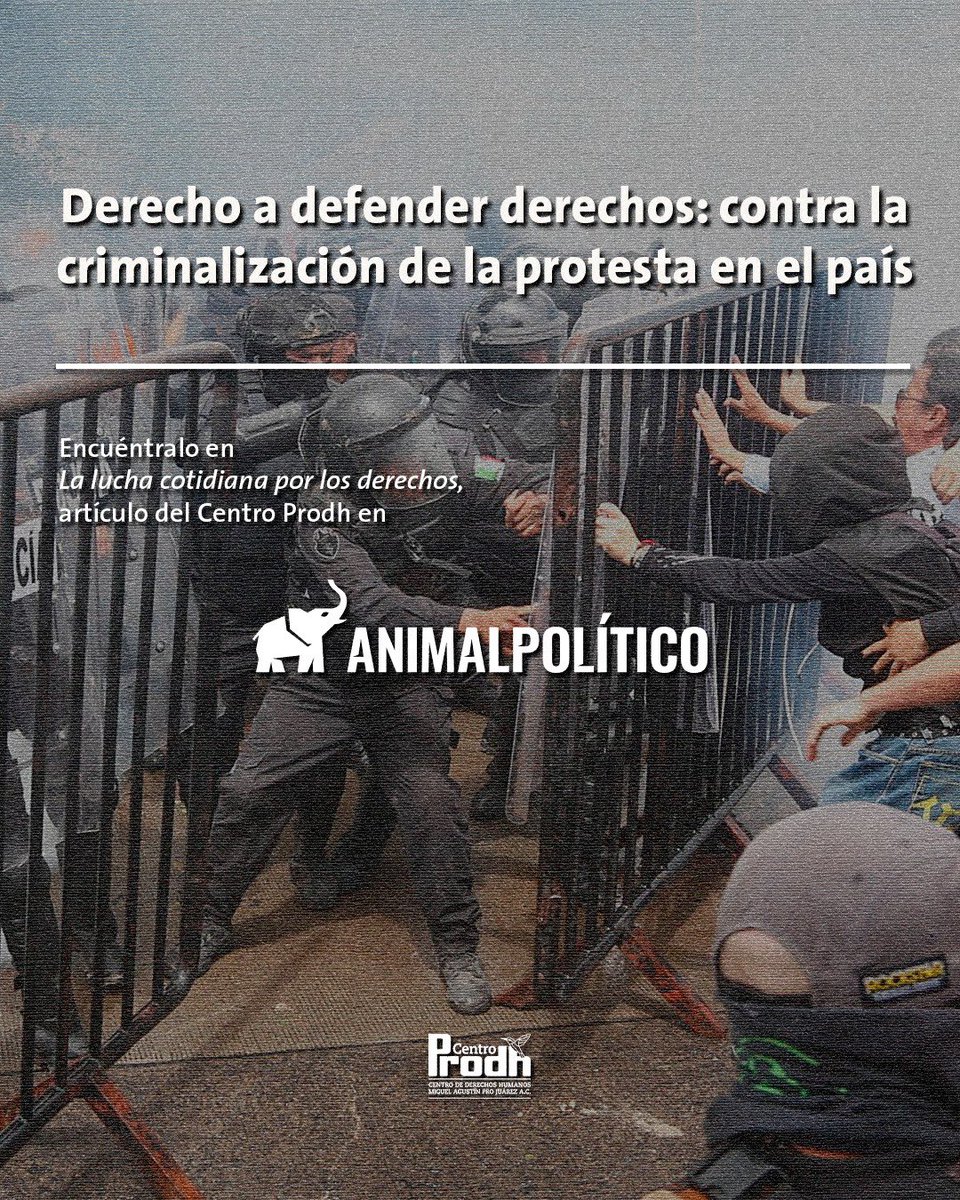 CentroProdh's tweet photo. #ParaLeer | Las protestas por el derecho al agua en Jalisco volvieron a exhibir la respuesta de las autoridades ante quienes exigen sus derechos: represión, detenciones y discursos que estigmatizan la movilización. Los casos recientes en esta y otras entidades muestran que la criminalización de la protesta sigue siendo una deuda pendiente.

La voz del @centroprodh en @pajaropolitico 👇🏽

https://t.co/awNCk1uTG5