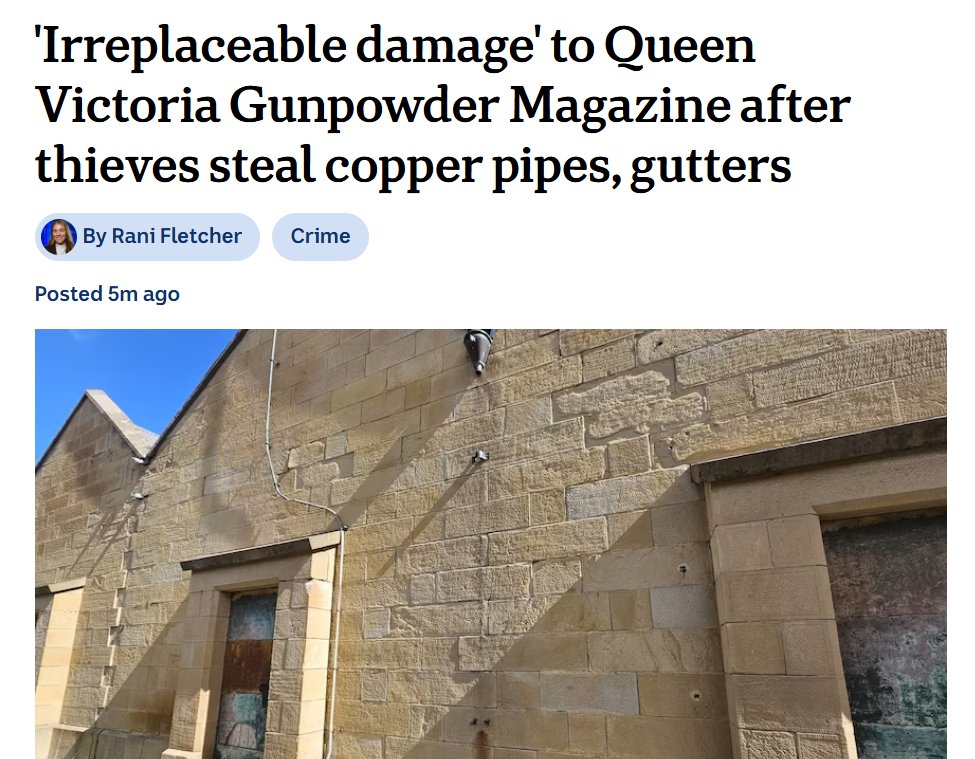 matthaydenau's tweet photo. Saw this just after talking to someone in backpackers who was from Tasmania.😲Note "gutters" (ache)👀☝️, 17(Q),🪖 and piping (look 4 tweets up). There's "(ever)greenish patina" and Patrick is my middle name. Note copper double meaning. #TASpol #NCSWIC https://t.co/J26Jwfjb3k https://t.co/gokv9tI8hY