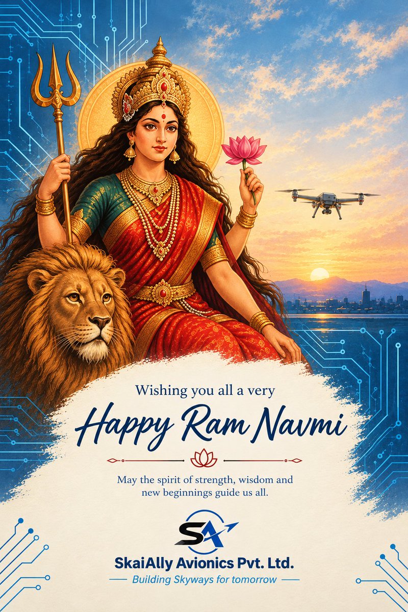 SkaiAlly's tweet photo. Happy Ram Navmi!
At SkaiAlly Avionics Pvt. Ltd., we draw inspiration from her divine strength to innovate, overcome challenges, and shape the future of aviation. 
#JaiMataDi  #HappyRamNavami #SkaiAllyAvionics #AerospaceInnovation #Autonomy #AI #DroneTechnology #UAV  #MakeInIndia https://t.co/bETN7srcWd