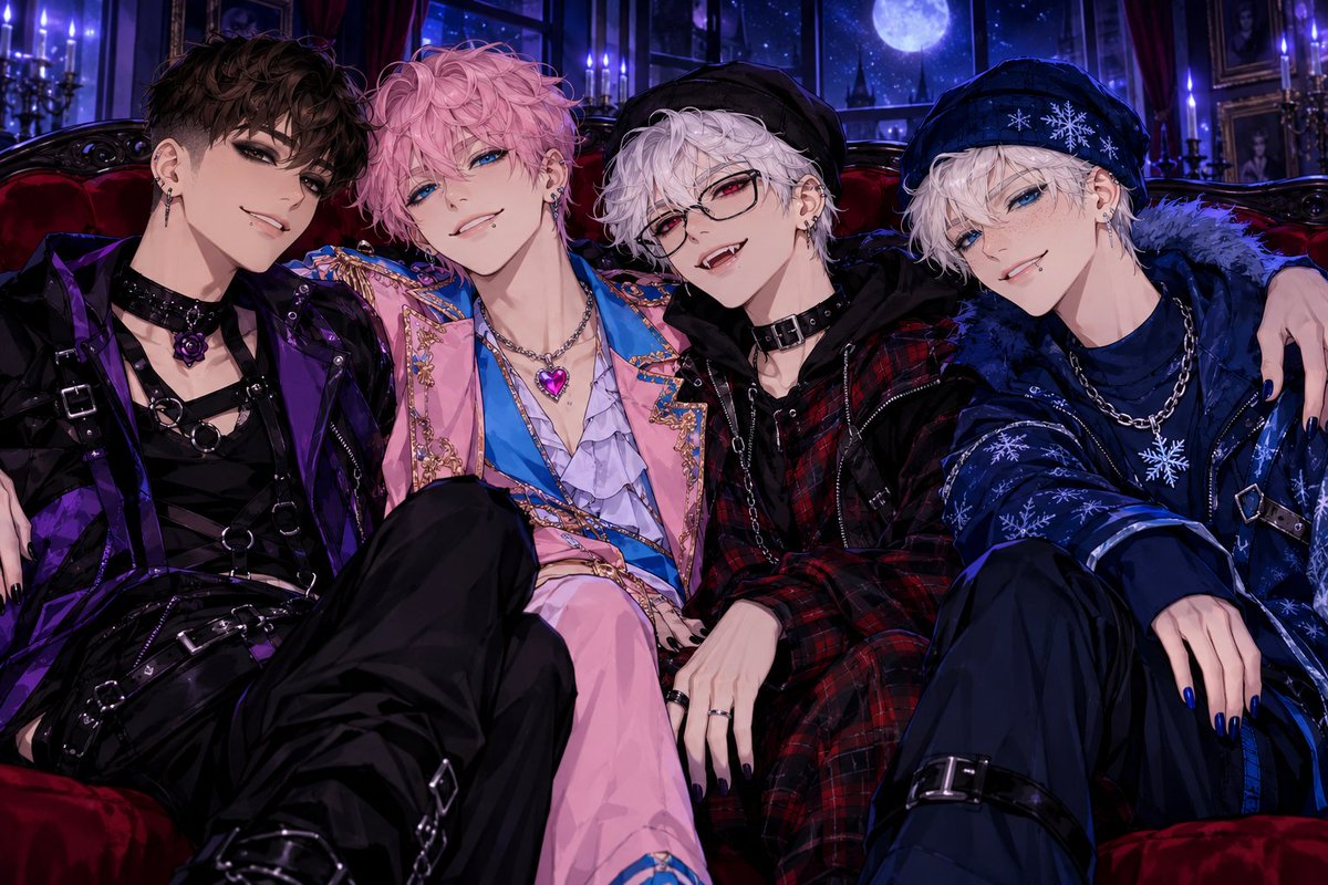kaulitz_aly's tweet photo. GlimX brand new, diverse, LGBT, and inclusive boyband. 🏳️‍⚧️🏳️‍🌈💜❤️

#AIart #anime #lgbt https://t.co/BgHM1lCTVw