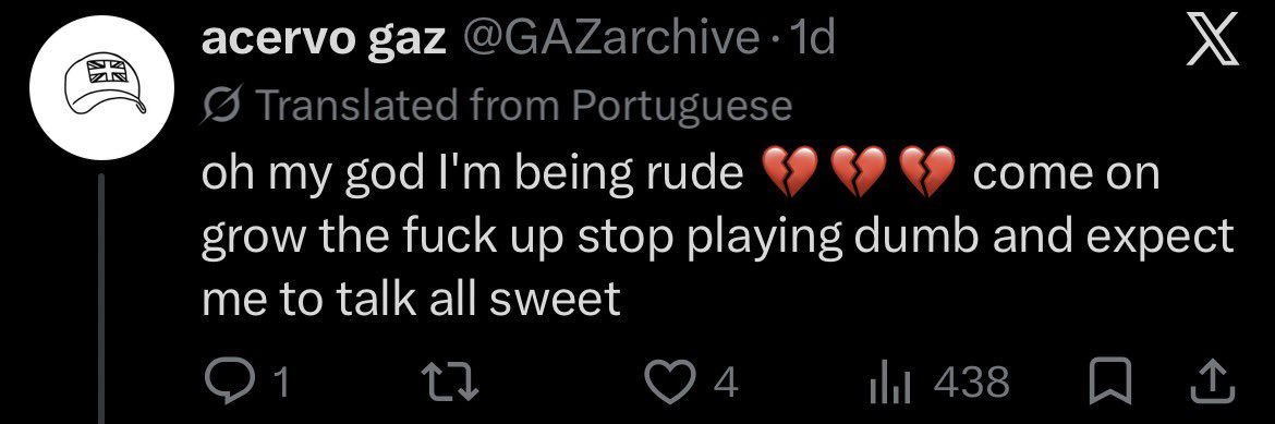 Hotdex12's tweet photo. @GAZarchive Insulting people who express their opinions isn’t calmly, you’re just butthurt and love shielding yourself behind your racism flag, insulting a fandom/ships, actors and ultimately people isn’t helping your case https://t.co/nIK2k3ahEN