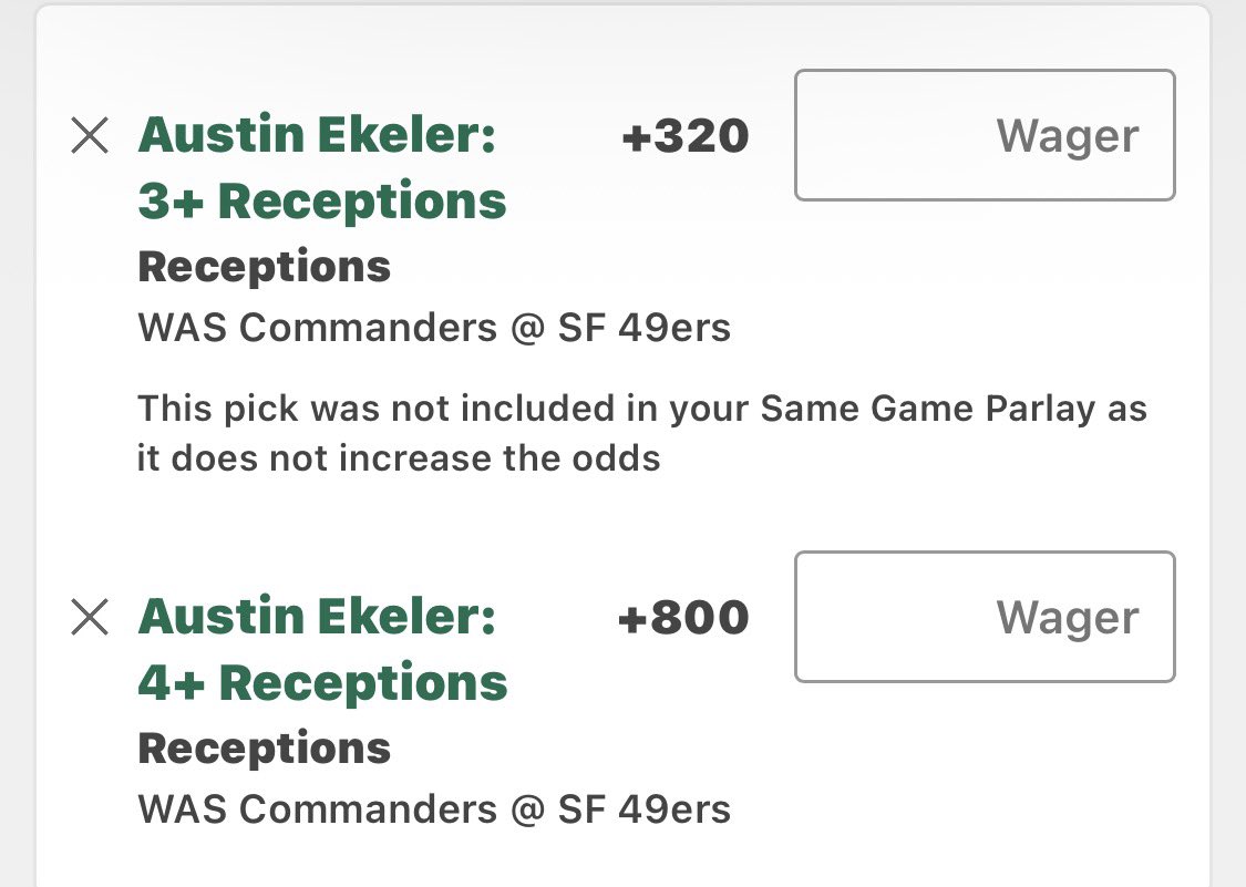 TheOtherSacco's tweet photo. 🚨MONDAY NIGNT FOOTBALL PLAY ‼️

With Washington’s starting RB out, Austin Ekeler has an opportunity to take on a bigger role in the passing game. 💰

San Francisco has been susceptible to allowing receptions to running backs(32nd), making this a favorable matchup for Ekeler to get involved through the air.

📈 The game script is key here. If Washington falls behind and is forced to throw, Ekeler could see an increase in checkdowns, short passes, and designed targets as a reliable outlet for the quarterback.

Rather than needing explosive plays, we’re betting on opportunity and receiving volume. If the Commanders are chasing points, Ekeler’s role as a pass-catching back could pay off.

🎯 3+ receptions (+320) — the safer ladder rung
🚀 4+ receptions (+800) — the higher-upside play

The combination of Washington’s RB situation, San Francisco’s vulnerability to RB receptions, and a potentially favorable negative game script makes Ekeler an intriguing receiving prop for Monday night.