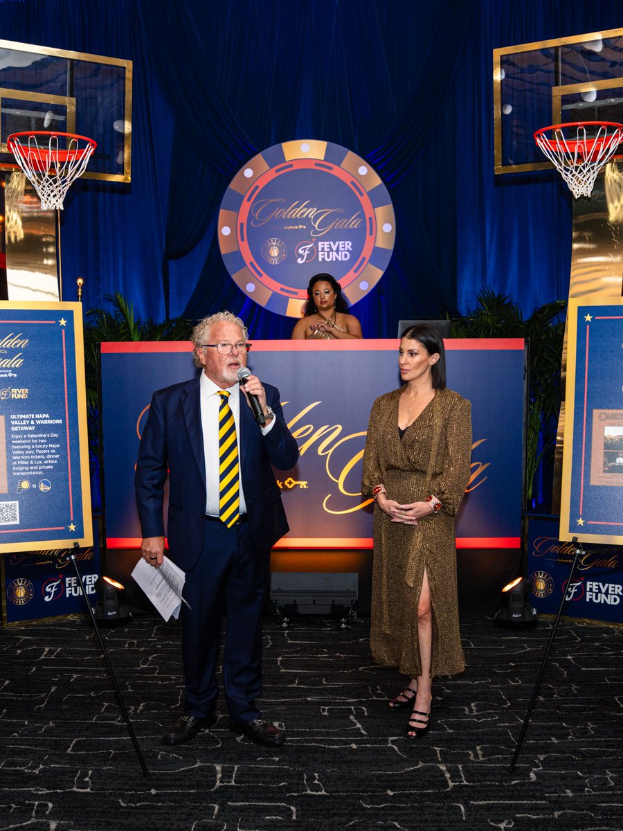 Pacers's tweet photo. What a night at our annual Golden Gala presented by @keybank 🤩✨

Thank you to everyone who helped make the night unforgettable. Every dollar raised from last night's event supports the Pacers Foundation’s work to renovate community courts, fight food insecurity, empower young women, and build academic confidence through Math Hoops 💛