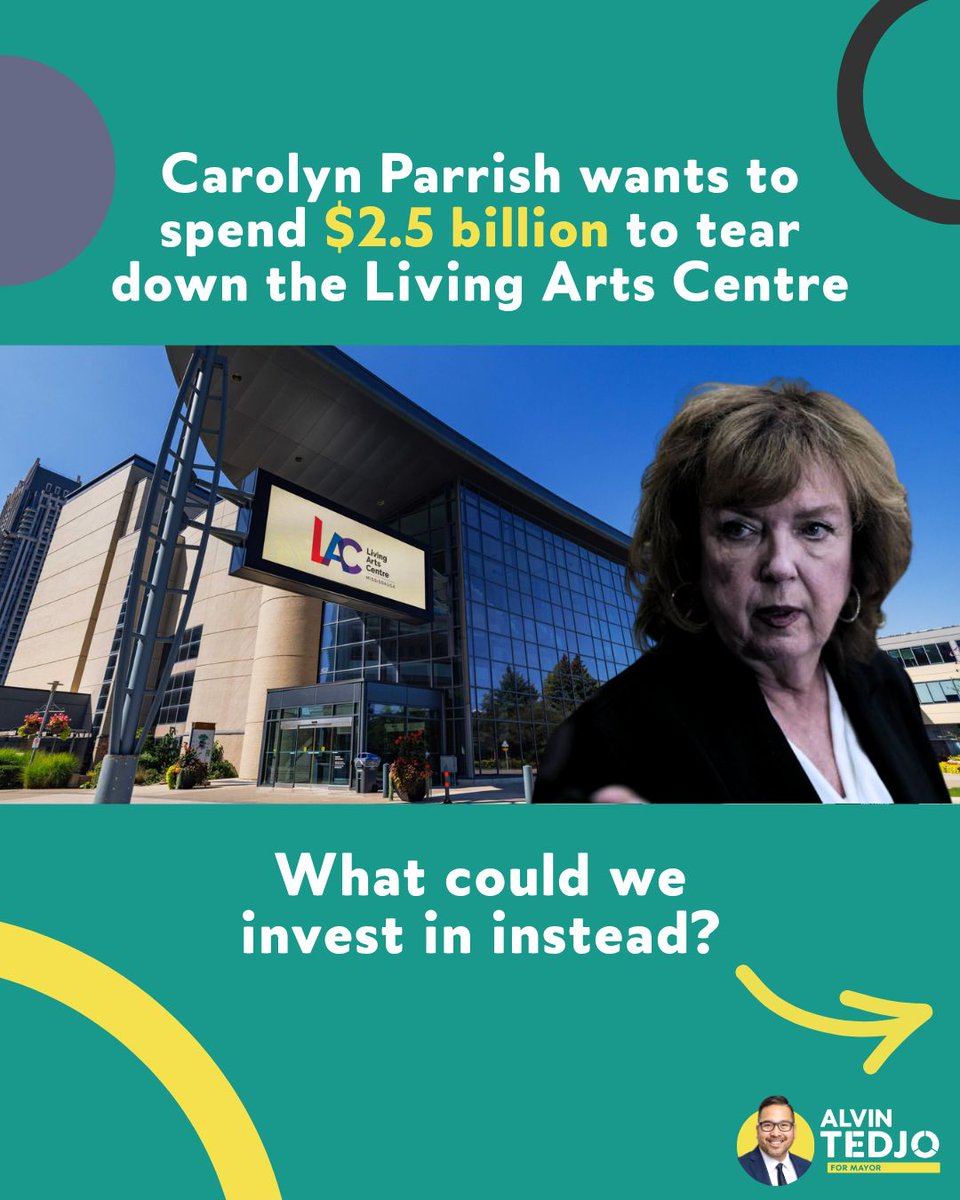 AlvinTedjo's tweet photo. $2.5 Billion is a lot of money. 

And with Mississauga residents struggling to choose between paying their property taxes and their groceries, is tearing down the Living Arts Centre really a priority?

Here's what $2.5 Billion can get us if we reinvest it back residents. https://t.co/yLm2oRQWP1